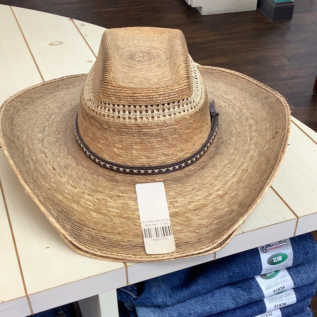 Cowboy hat Square Top Palm with Vented Crown