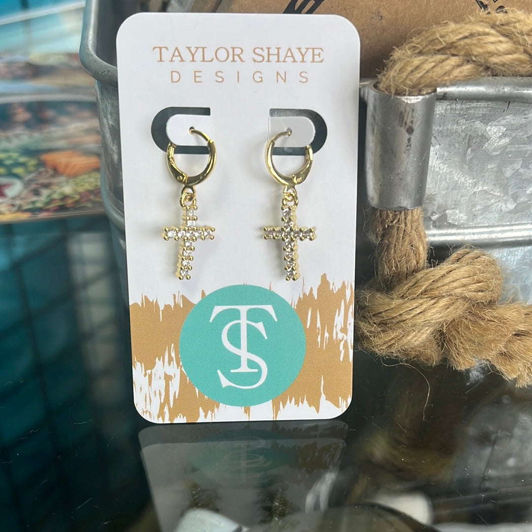 Jewelry earrings Taylor Shae Gold Cross