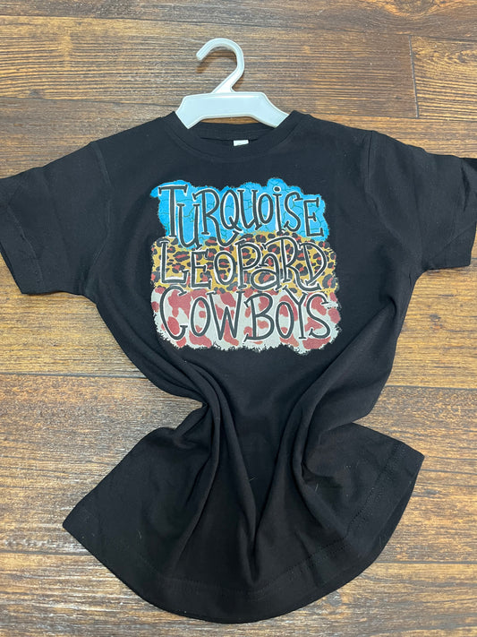 Girl’s shirt Turquoise leopard Cowboys