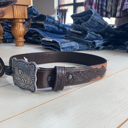 Boys belt Ariat brown small buckle